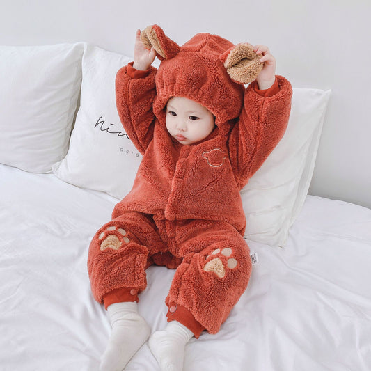 Grenouillère bébé matelassée hiver en velours de riz