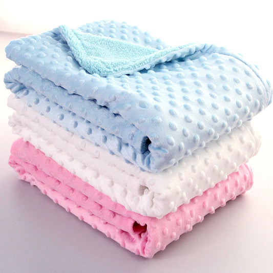 Couverture bébé à pois polaires — Lange doux double couche pour nouveau-né