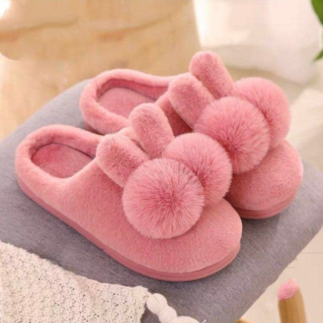 Winter Cotton Slippers for Kids and Parents — Warm Plush Shoes
