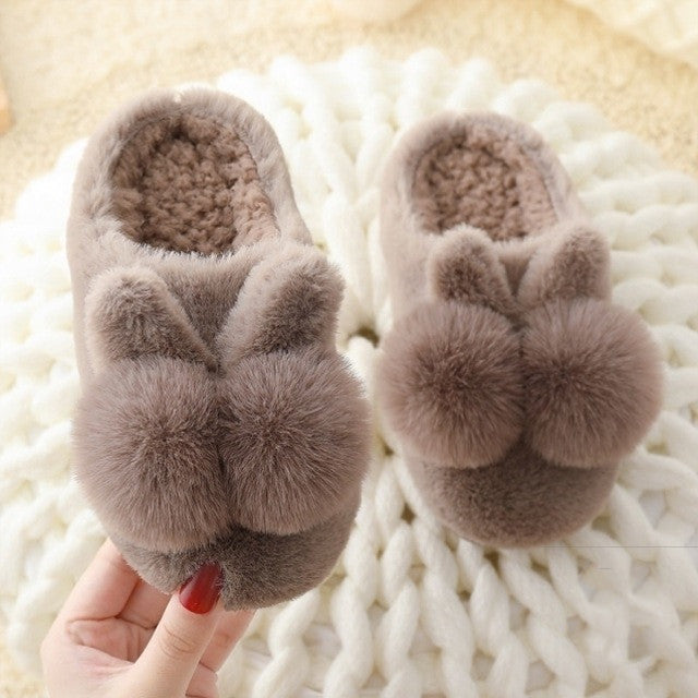 Winter Cotton Slippers for Kids and Parents — Warm Plush Shoes