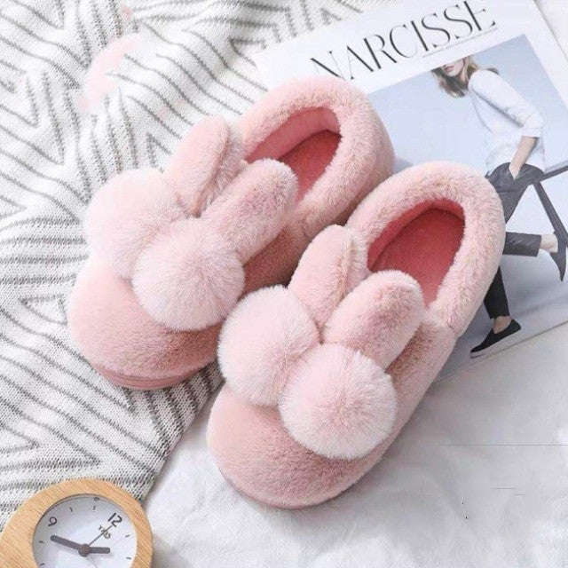 Winter Cotton Slippers for Kids and Parents — Warm Plush Shoes
