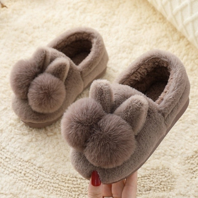 Winter Cotton Slippers for Kids and Parents — Warm Plush Shoes