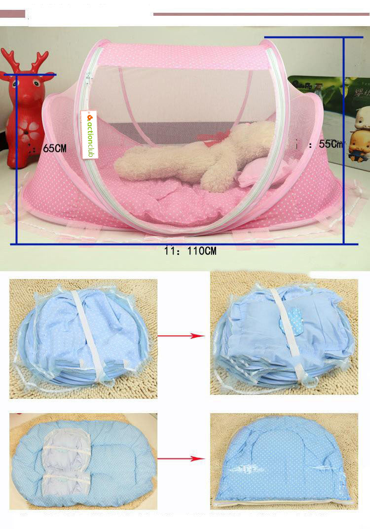 Foldable mosquito net for baby bed