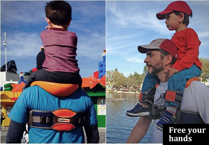 Hands-Free Shoulder Carrier with Ankle Straps and Cushioned Hip Seat Nylon Child Strap Rider Travel Back Frame Infant Saddle
