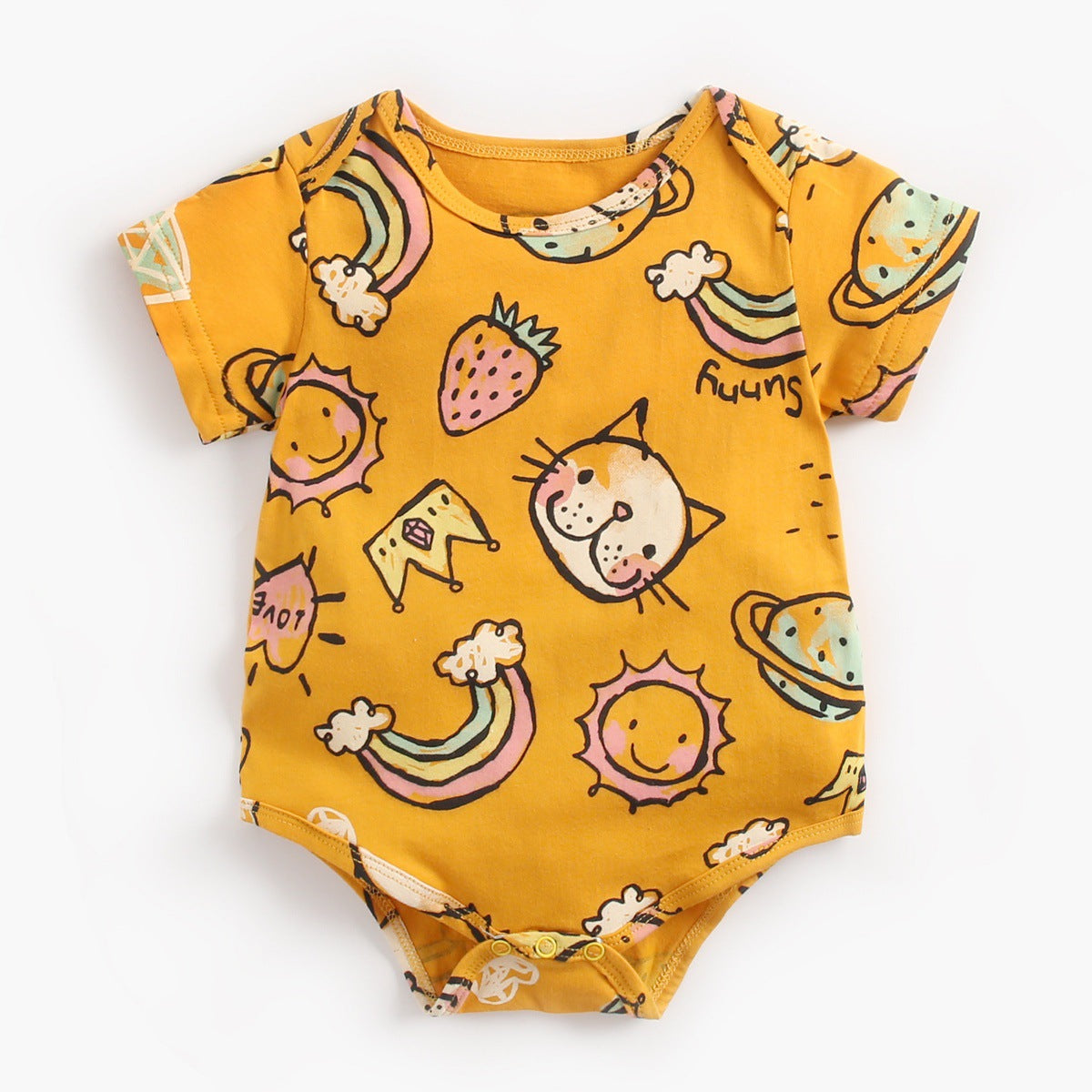 Body bébé cartoon manches courtes — 100% coton, mixte 0-3 ans